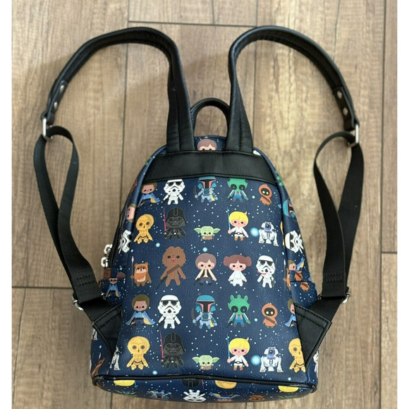 Disney Parks Loungefly Star Wars Chibi Character Print Mini Backpack‎ Purse EUC - Picture 7 of 16